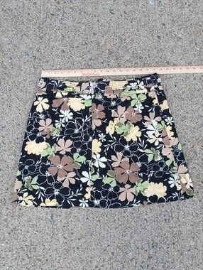 2000s White Stag Black Floral Mini Skort 100% Cotton